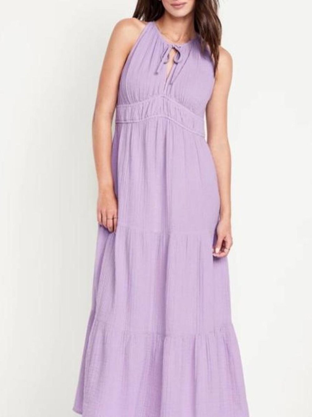Old Navy Fit & Flare Crinkle Gauze Maxi Dress Womens Size XL Vienna Purple